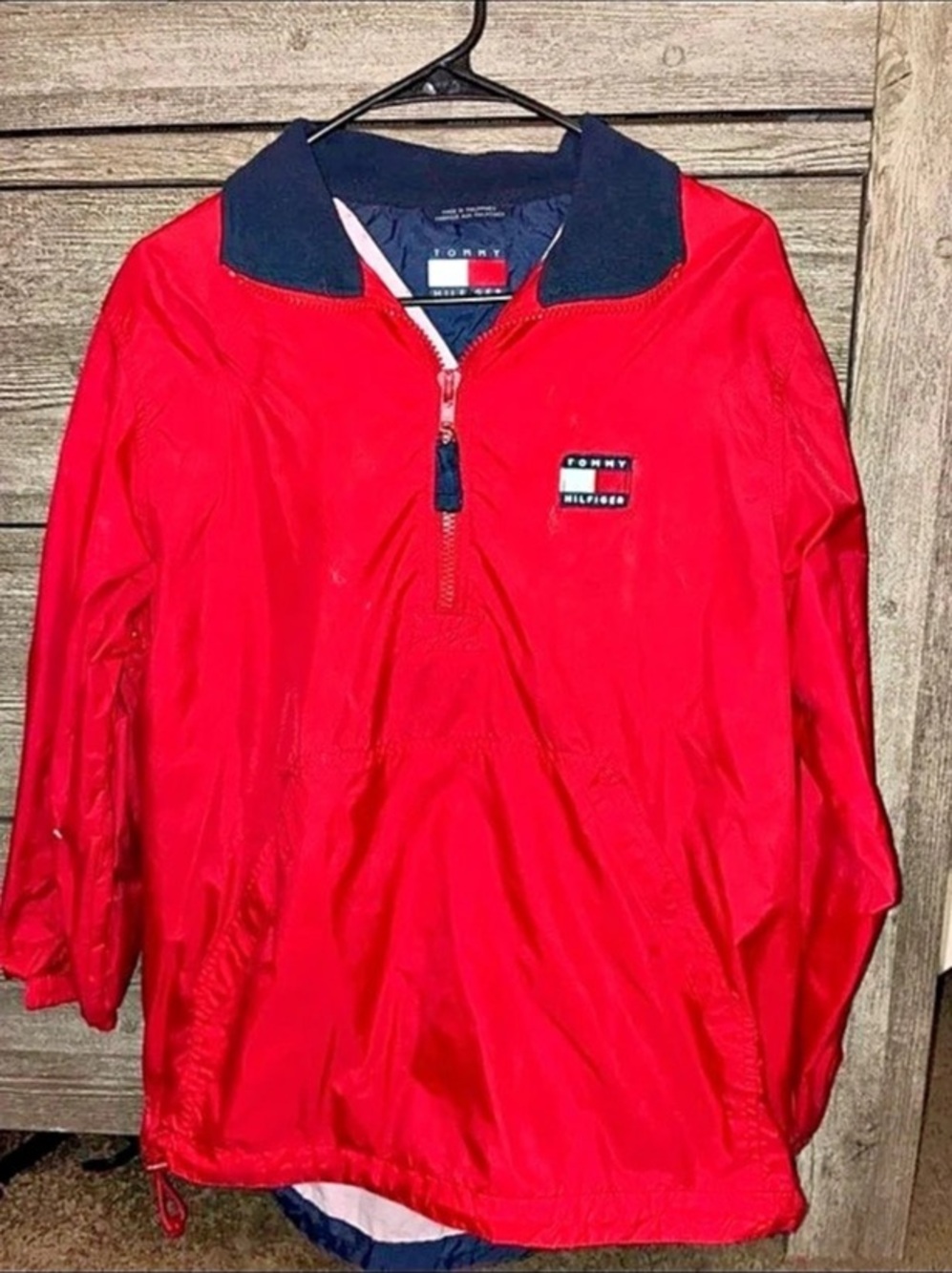 Tommy Hilfiger Vintage 90s Big Flag Logo Quarter-Zip Pullover Windbreaker